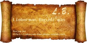 Lieberman Benjámin névjegykártya